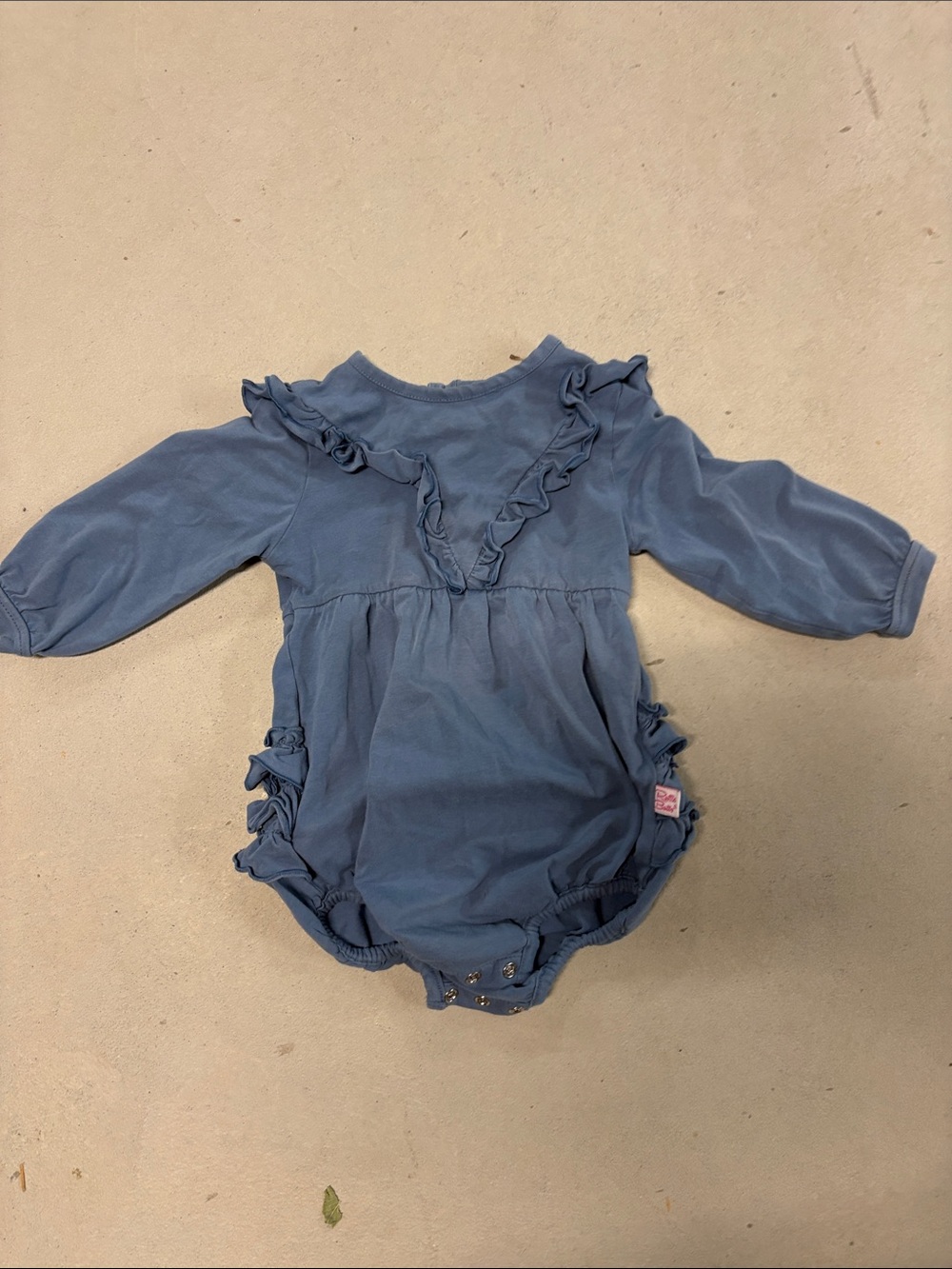 Ruffle Butts Dusty Blue Long-Sleeve Ruffle One-Piece